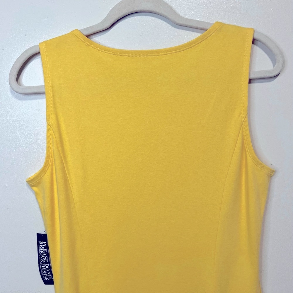 New York & Company Vibrant Yellow 100% Cotton Dress - Size LP - Picture 5 of 8